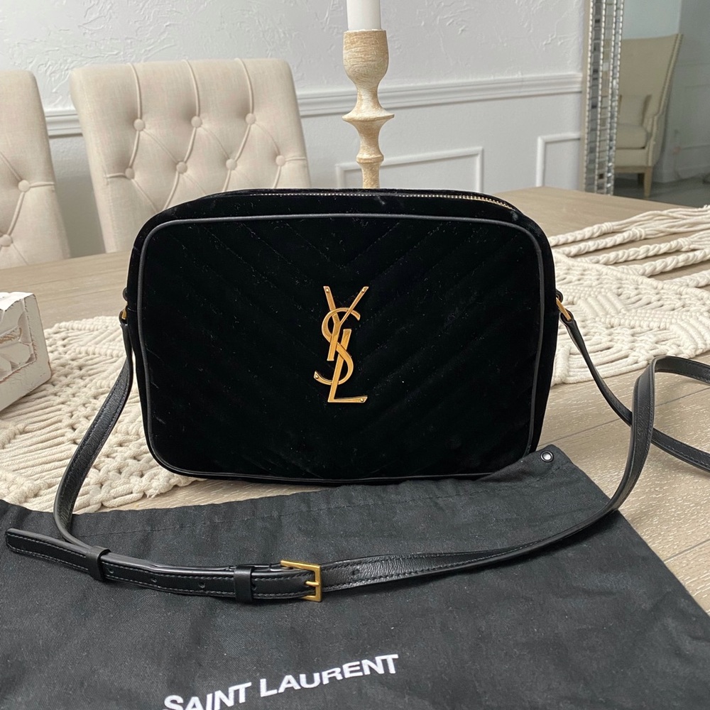 LOU CAMERA BAG IN QUILTED SUEDE LEATHER